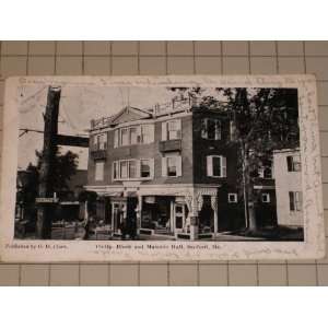 1907 Photo Post CardCo Op, Block and Masonic Hall, Sanford, Maine