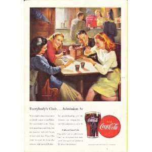  1947 Coca Cola Ad College Students at Diner Share Original Coke Ad 