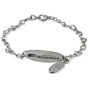   NFL Seattle Seahawks Stainless Steel Sports ID Charm Bracelet Jewelry