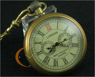   Full Copper Unisex Pocket Watch Second&24hours Sub dials  