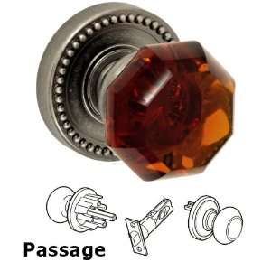  Passage victorian amber glass knob with beaded rose in 