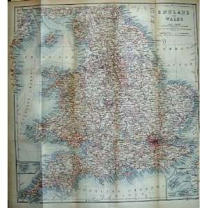  1905 Colour Map London England Channel Islands Scilly 