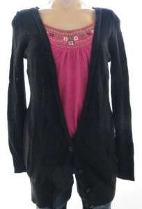   Cardigan Sweaters Juniors Black Shredded Sweater New Nwt size L  