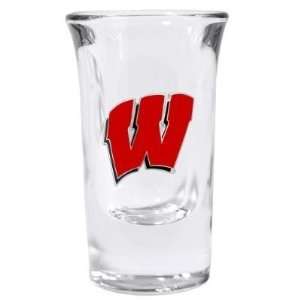 Set of 2 Wisconsin Badgers Fluted Shot Glass   NCAA College Athletics 