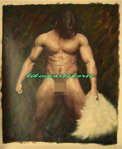 beautiful paintingman with strong muscle showing body  