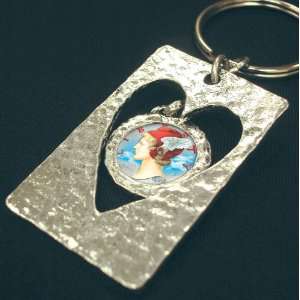  Cut Out Heart Colorized Silver Mercury Dime Keychain 