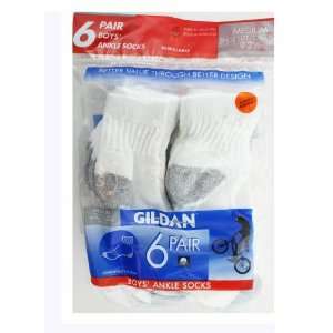  Gildan White with Grey Colored Heel and Toe Youth Sport Ankle Socks 