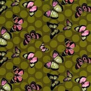  Michael Miller Papillon Sunset Green Butterfly Fabric 