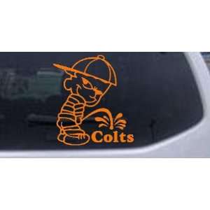 Pee On Colts Car Window Wall Laptop Decal Sticker    Orange 20in X 19 