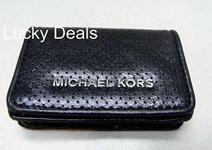   MICHAEL KORS ASHLAND credit CARD CASE BLACK leather coin purse  