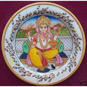 Lord Ganesha on this throne, Marble Painting Art Handicrafts