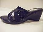 ITALIAN SHOEMAKERS NAVY BLUE PATENT SANDALS WEDGE SLIDES SHOES 5