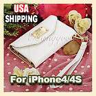   Leather Flip Purse Pouch Wallet Credit Card Case Cover for iPhone 4 4S