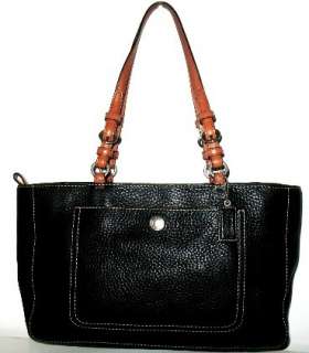 Coach Chelsea Black & Tan Pebbled Leather Tote Bag Purse Handbag 10892 