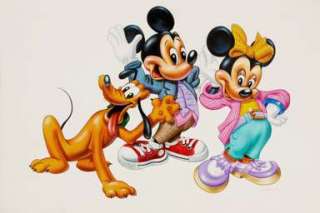 CHRIS DELLORCO  MICKEY, MINNIE & PLUTO ORIG PAINTED ART  