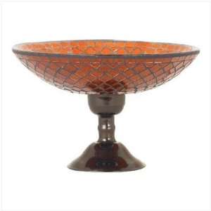  Amber Mosaic Glass Compote