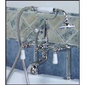   Nickel Tub Rim Mounted Faucet & Hand Shower   Lever