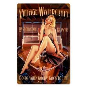  Vintage Watercraft Pinup Girls Vintage Metal Sign   Victory Vintage 