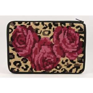  Cosmetic Purse   Leopard And Rose   Needlepoint Kit Arts 