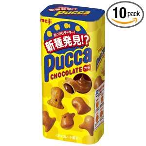 Meiji Pucca Chocolate Pretzel 50g (Pack of 10)  Grocery 