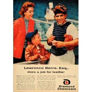 1957 Ad Lawrence Yogi Berra Diamond Alkali Chemicals   Original Print 