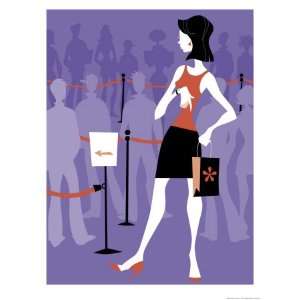  Woman Standing in a Long Line Giclee Poster Print, 18x24 