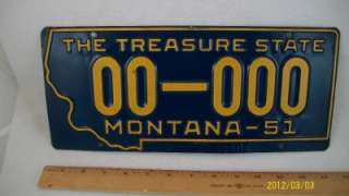 Vintage 1951 Montana Sample License Plate   Prison Made  