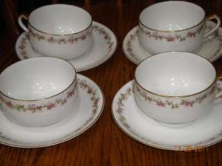   HAVILAND FRANCE SMALL GARLAND ROSE CUP AND SAUCERS GOLD TRIM  