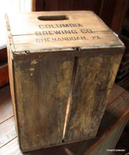Antique COLUMBIA BEER Shenandoah PA vtg Wood Crate Advertising Box 