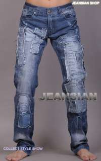 3mu Mens Designer Jeans Pant Denim Stylish Destroyed Washed W30 32 34 