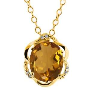  4.36 Ct Champagne Oval Quartz and Topaz Yellow Gold Plated 