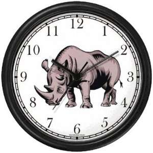 Rhinoceros African Animal Wall Clock by WatchBuddy Timepieces (White 