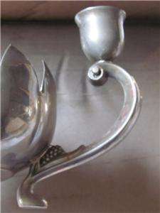 BRASS CENTERPIECE 3 CANDLE HOLD TULIP BOWL & FROG  
