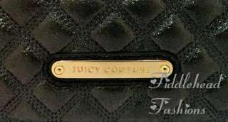 Juicy Couture Wallet Continental Clutch Black Leather QUILTED SHIMMER 