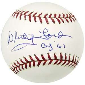  Autographed Whitey Ford Baseball   with CY 61 