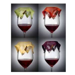  Wine Veil Glass Cover & Marker   Set of 4   Festive 