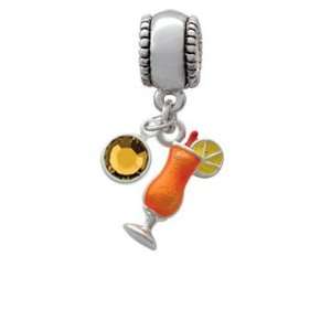  3 D Orange Tropical Drink European Charm Bead Hanger with 