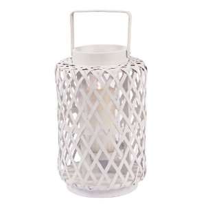   Spring Blossom White Woven Style Wooden Candle Lanterns with Handle 8