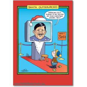  Funny Merry Christmas Card Outsourced Santa Humor Greeting 