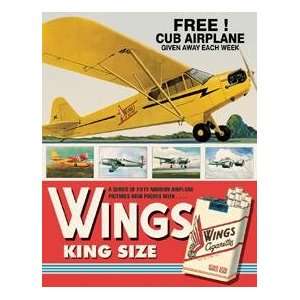  Wings Cigarettes Airplane Metal Sign. Bonus Free Mini 