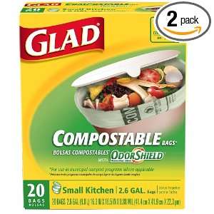 Glad Compostable Bags, 9.8 Liter, 20 Count (Pack of 2 