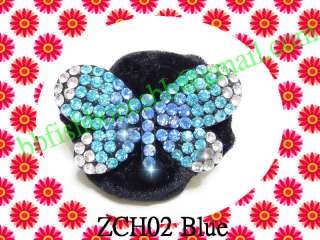 1pc Rhinestone Black Crystal Hair Ponytail Holders Crown Butterfly 