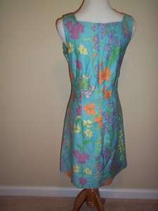Lilly Pulitzer Sundress dress 100% Cotton Blue Flowered Size 8 Lined 