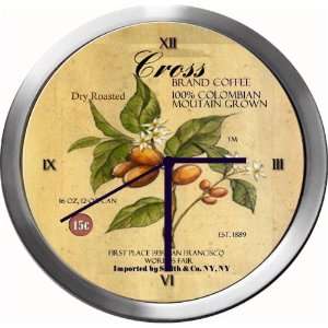  CROSS 14 Inch Coffee Metal Clock Quartz Movement Kitchen 