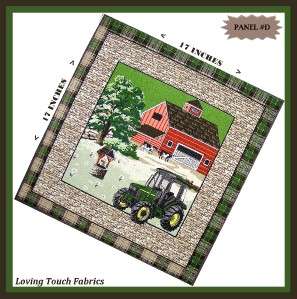   TRACTOR FARM BARN WATER WELL COWS FABRIC PANEL 17 X 17 D  