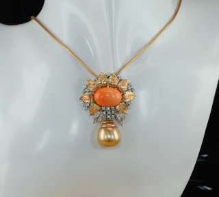 an outstanding sciacca coral diamond and rare gold south sea pearl 