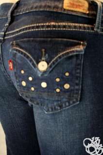 LEVIS JEANS Crystal Blue Stretch Genuinely Crafted Studded Back Pocket 