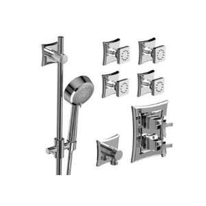 Riobel Â½ Thermostatic system with hand shower rail and 4 body jets 