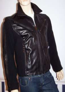 SCHOTT NYC JF200 Mens Leather Sweater Jacket Black Sz L  