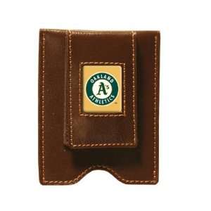  Oakland Athletics Brown Leather Money Clip & Card Case 